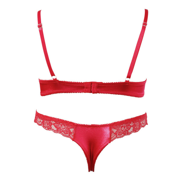 Soutien-gorge demi seins avec armatures et son string ouvert 